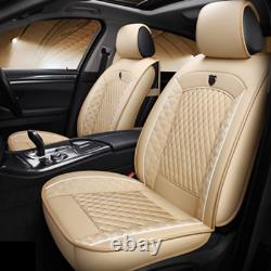 Beige Standard Edition Full PU Leather Seat Cover Front & Rear Set For Car SUV