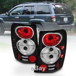 Black 1999-2004 Jeep Grand Cherokee Tail Lights Brake Lamps with LED Side Marker