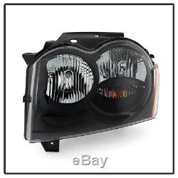 Black 2005 2006 2007 Jeep Grand Cherokee Replacement Headlights Lamps Left+Right