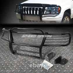 Black Brush Grill Guard+round Clear Fog Light For 99-04 Jeep Grand Cherokee Wj