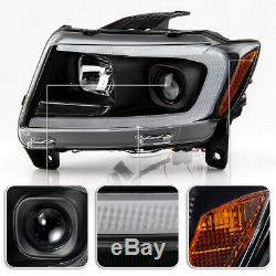 Black Clear Projector Headlight LED Switchback For 11-13 Jeep Grand Cherokee WK2