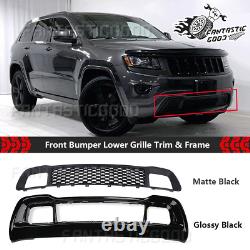 Black For Jeep Grand Cherokee 2014-16 Front Bumper Lower Grille Trim & Frame Kit