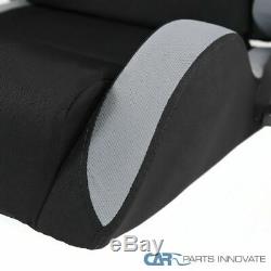 Black/Gray Cloth Material Fully Reclinable Sport Racing Seats with Slider Rail 2PC
