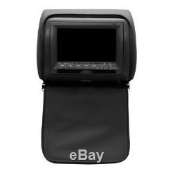 Black Leather Car Headrest 7 Inch LCD Monitor DVD Player with Headphone & Remote