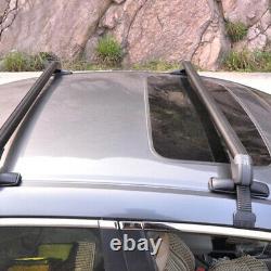 Black Universal Car SUV Roof Rail Luggage Rack Baggage Carrier Cross Aluminum x2
