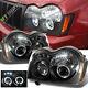 Blk 2005-2007 Jeep Grand Cherokee LED Dual Halo Projector Headlights Left+Right