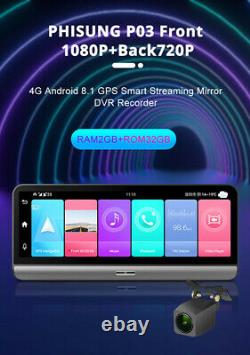 Car Cam Dual Dash Camera Driving Recorder GPS Navigation Android 8.1 WiFi ADAS