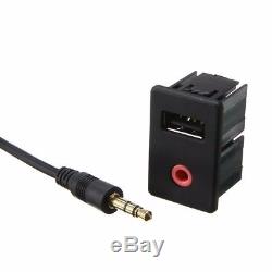 Car Dash AUX+USB Port Socket Headphone Adapter Chargable Panel Input Kit Wired