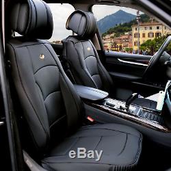 Car SUV Truck PU Leather Seat Cushion Covers Front Bucket Seats Solid Black