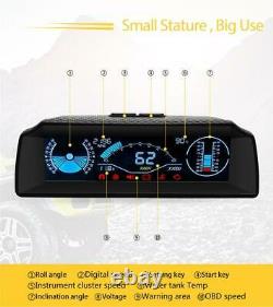 Car Speedometer Slope Meter Code Clear Inclinometer Compass Head Up Display HUD