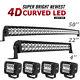 Curved LED Light Bar 50inch +22'' Combo +4'' Pods Offroad For Jeep Truck Marine