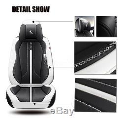 Deluxe 5 Seats 6D Black+White Full Car Seat Covers Cushion Interior Accessories