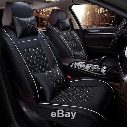 Deluxe 5-Seats PU Leather Car Seat Cover Full Set WithPillows Interior Accessories