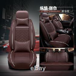Deluxe Edition Car Seat Cover Cushion 5-Seats Front + Rear PU Leather withPillows