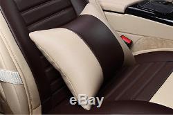 Deluxe Edition PU Leather 5-Seats In Car Auto Seat Cover Mat Chair Cushion Beige