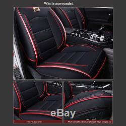 Deluxe PU leather Car Seat Cover Full Front+Rear Cushion 5-Seats WithPillow Size M
