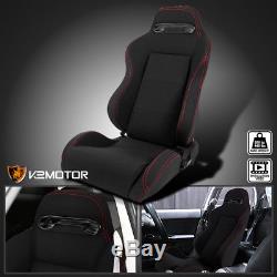 Driver SideRed Stitching Black Cloth Reclinable Racing Seat Left with Silders