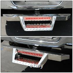 FOR 2 TOW TRAILER RECEIVER CHROME HITCH STEP BAR BUMPER GUARD WithLED BRAKE LIGHT