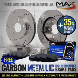 FRONT+REAR KIT Slotted & Cross Drilled Brake Rotors AND Carbon Metallic Pads