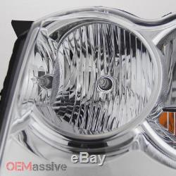Fit 05-07 Jeep Grand Cherokee Amber Chrome Headlights Front Lamps Replacement