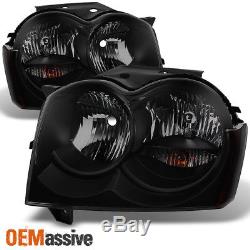 Fit 05-07 Jeep Grand Cherokee Black Smoke Headlights Front Lamps Replacement