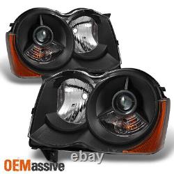 Fit Black 2008 2009 2010 Jeep Grand Cherokee Halogen Projector Headlights L+R