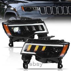 Fit For 2017-2021 Jeep Grand Cherokee Halogen Upgrade LED Projector Headlights