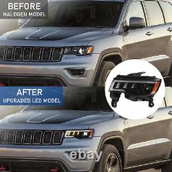 Fit For 2017-2021 Jeep Grand Cherokee Halogen Upgrade LED Projector Headlights