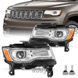 Fit for 2014-2021 Jeep Grand Cherokee Chrome HID Headlight Lamps Left+Right