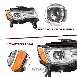 Fit for 2014-2021 Jeep Grand Cherokee Chrome HID Headlight Lamps Left+Right