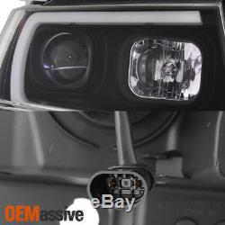Fits 1999-2004 Jeep Grand Cherokee Black Full LED DRL Tube Projector Headlights
