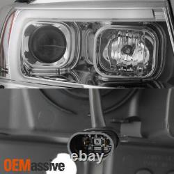 Fits 1999-2004 Jeep Grand Cherokee Chrome Full LED DRL Tube Projector Headlights