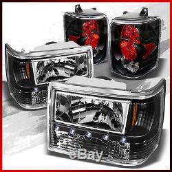 Fits 93-98 Jeep Grand Cherokee LED Headlights+Tail Lights Rear Brake Lamps
