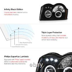 For 05 06 Jeep Grand Cherokee WK Black Projector Headlights Tail Light Halo Rim