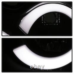 For 05-07 Jeep Grand Cherokee Black Housing LED Tube Halo Projector Headlight