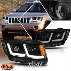For 11-13 Grand Cherokee LED DRL+Signal Projector Headlight/Lamps Tinted/Clear