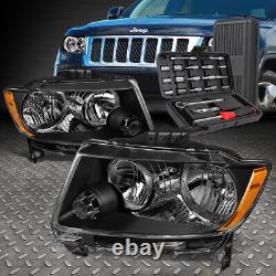 For 11-13 Jeep Grand Cherokee Black Housing Amber Side Headlight Lamp+tool Set