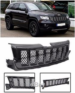 For 11-13 Jeep Grand Cherokee Mesh Style Glossy Black Front Bumper Hood Grille