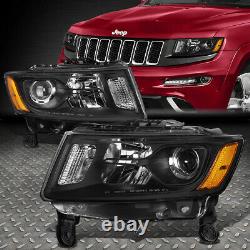 For 14-16 Jeep Grand Cherokee Black/amber Corner Projector Headlight Head Lamps