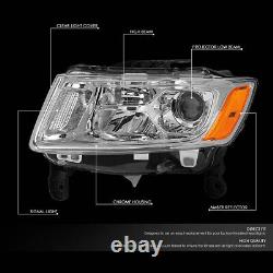 For 14-16 Jeep Grand Cherokee Chrome/amber Corner Projector Headlight Head Lamps