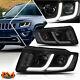 For 14-16 Jeep Grand Cherokee LED DRL Bar Projector Headlight/Lamps Tinted/Clear