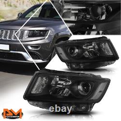 For 14-16 Jeep Grand Cherokee Projector Headlight/Lamp Smoked Housing Clear Side