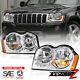 For 2005-2007 Jeep Grand Cherokee WK FACTORY STYLE Chrome Headlights Assembly