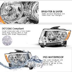 For 2011-2013 Jeep Grand Cherokee 11-17 Compass Halogen Headlights Headlamps L+R