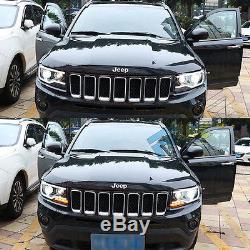 For 2011-2013 Jeep Grand Cherokee HID Headlights Front Bumper LED Bi-xenon Lamps