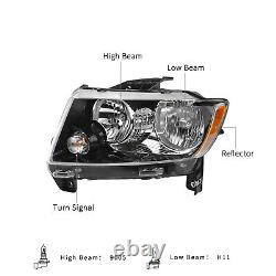 For 2011-2013 Jeep Grand Cherokee Headlight Left+Right Halogen Headlamp Assembly