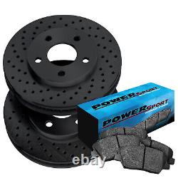 For 2012-2013 Jeep Grand Cherokee Front Black Drilled Brake Rotors+Ceramic Pads
