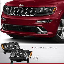For 2014 2015 2016 Jeep Grand Cherokee Black Projector Pair Headlamps Headlights