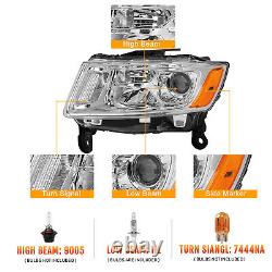 For 2014-2016 Jeep Grand Cherokee Halogen Projector Headlight Chrome Pairs L+R