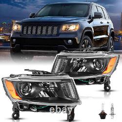 For 2014-2016 Jeep Grand Cherokee Headlights Assembly Headlamps LH+RH withBulbs